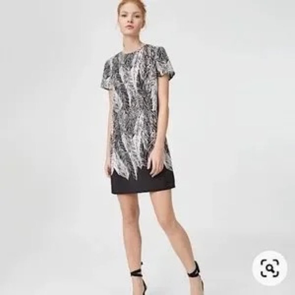 Women's Club Monaco 100% Silk Squelah Palm Leaves Mini Dress Size 4 Black